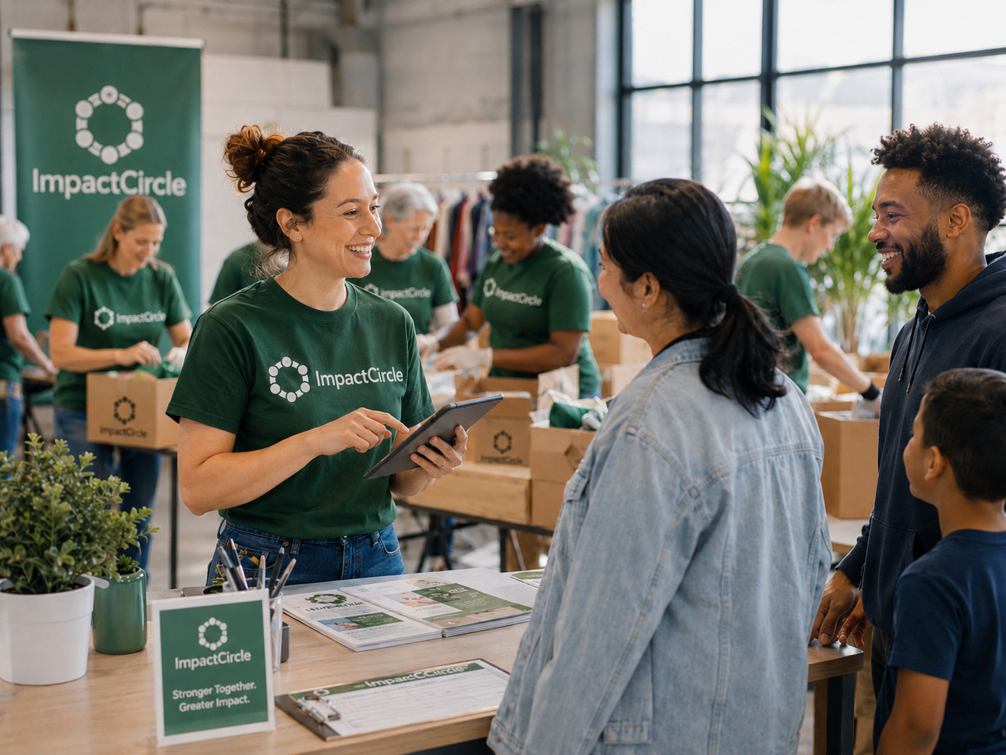 ImpactCircle volunteers packing welcome kits for the community